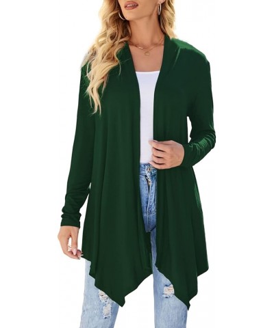 Women's Draped Front Open Cardigan Casual Long Sleeve Lightweight Cardigan Sweaters Duster Dark Green $15.46 Sweaters