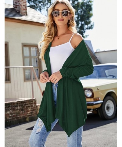 Women's Draped Front Open Cardigan Casual Long Sleeve Lightweight Cardigan Sweaters Duster Dark Green $15.46 Sweaters