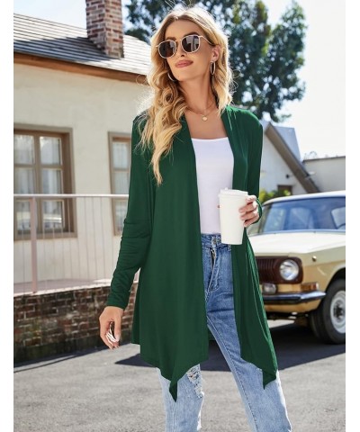 Women's Draped Front Open Cardigan Casual Long Sleeve Lightweight Cardigan Sweaters Duster Dark Green $15.46 Sweaters