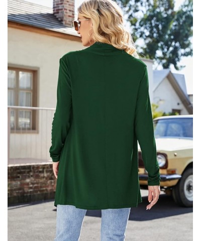 Women's Draped Front Open Cardigan Casual Long Sleeve Lightweight Cardigan Sweaters Duster Dark Green $15.46 Sweaters