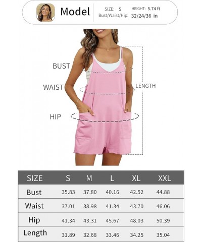 Women Overall Shorts Cotton Loose Rompers Sleeveless One Piece Baggy Jumpsuits Shorts with Pockets Pink $7.94 Rompers