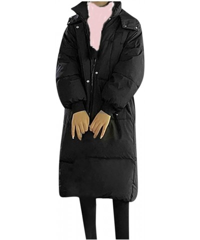 Women's Long Down Coat Parka Jacket Lengthen Puffer Coat Thickened Winter Long Hooded Turtleneck Puffer Winter Coats Black $2...