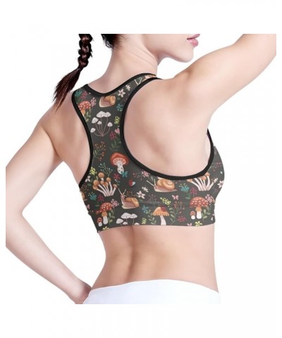 Custom Sports Bras for Women Girls Teens Comfortable for Gym Yoga Snail Mushrooms $9.90 Activewear