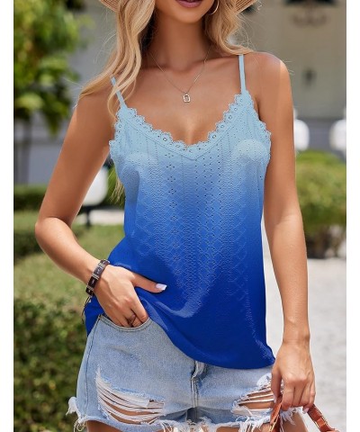 Camisole for Women V Neck Spaghetti Strap Tank Tops Sleeveless Blouses Loose Fit Ombre Blue $10.40 Tanks