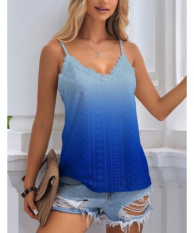 Camisole for Women V Neck Spaghetti Strap Tank Tops Sleeveless Blouses Loose Fit Ombre Blue $10.40 Tanks