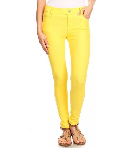 Women's Five Pocket Jean Leggings Yellow $15.25 Leggings