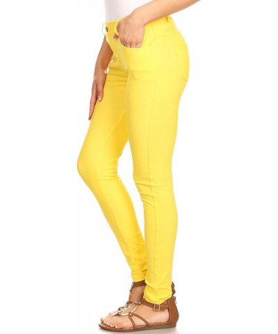 Women's Five Pocket Jean Leggings Yellow $15.25 Leggings