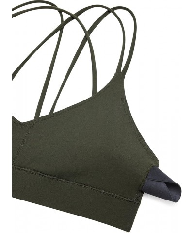 Butterluxe V Neck Strappy Sports Bras for Women - Thin Spaghetti Strap Padded Bra Sexy Wireless Yoga Bra Crop Top Olive Green...