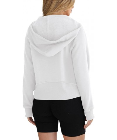 Womens Sweatshirt 2023 Fleece Lined Zip Up Hoodies for Women Long Sleeve Crop Tops Fall Clothes Thumb Hole White $11.76 Hoodi...