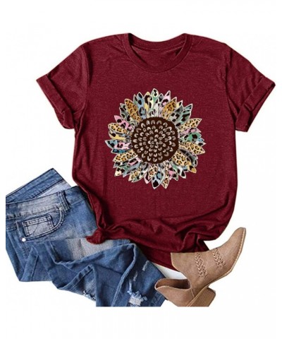 Women Dog Paw Dandelion Graphic T Shirts Funny Cute Short Sleeve Colorful Print Crewneck Tee Shirts Tops Blouse Z03 Wine $7.5...