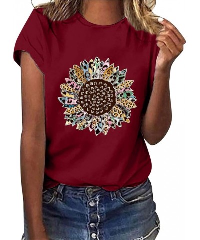 Women Dog Paw Dandelion Graphic T Shirts Funny Cute Short Sleeve Colorful Print Crewneck Tee Shirts Tops Blouse Z03 Wine $7.5...