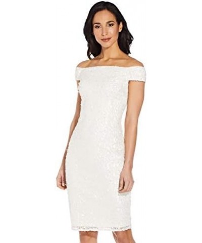 Women's Off Shlder Crunchy Bead DRS Ivory $56.76 Dresses