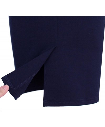 Womens Pleated Bow High Waist Slim Work Office Business Pencil Skirt Navy Blue $14.80 Skirts