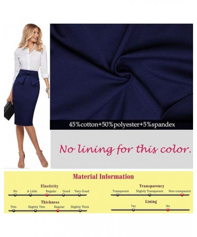 Womens Pleated Bow High Waist Slim Work Office Business Pencil Skirt Navy Blue $14.80 Skirts