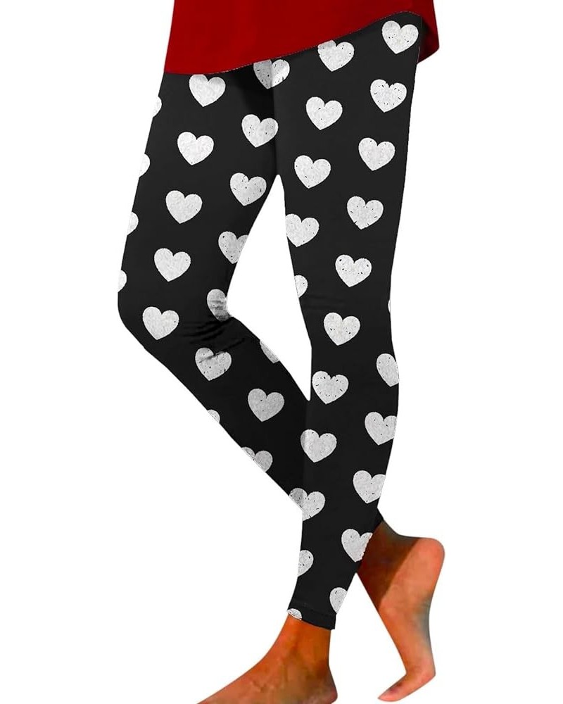 Valentines Day Leggings for Women Red Heart Love Pattern High Waist Sporty Leggings Valentine's Day Print Yoga Pants Zb2-whit...