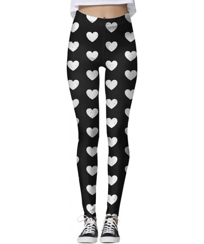 Valentines Day Leggings for Women Red Heart Love Pattern High Waist Sporty Leggings Valentine's Day Print Yoga Pants Zb2-whit...