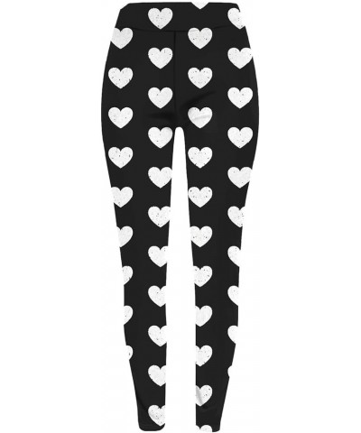 Valentines Day Leggings for Women Red Heart Love Pattern High Waist Sporty Leggings Valentine's Day Print Yoga Pants Zb2-whit...