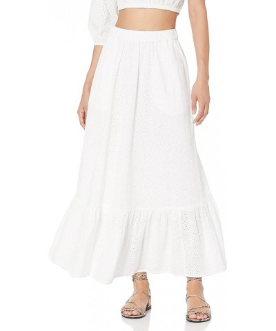 Women's Anupa Cotton Tiered Midi Skirt White Eyelet $25.91 Skirts