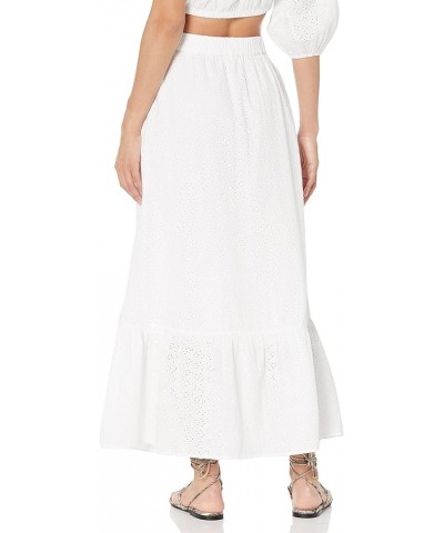 Women's Anupa Cotton Tiered Midi Skirt White Eyelet $25.91 Skirts