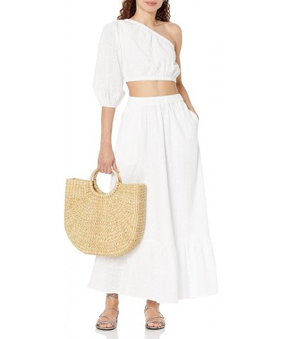 Women's Anupa Cotton Tiered Midi Skirt White Eyelet $25.91 Skirts