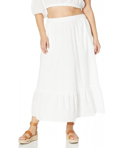 Women's Anupa Cotton Tiered Midi Skirt White Eyelet $25.91 Skirts