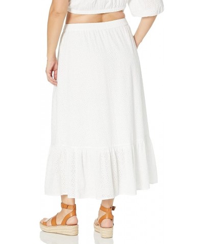 Women's Anupa Cotton Tiered Midi Skirt White Eyelet $25.91 Skirts