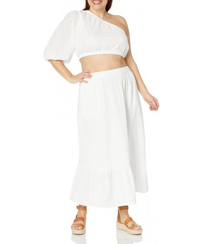 Women's Anupa Cotton Tiered Midi Skirt White Eyelet $25.91 Skirts