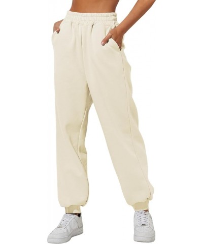 Womens High Waisted Baggy Sweatpants 2024 Fall Jogger Pants Y2k Trendy Lounge Trousers with Pockets Light Yellow $15.18 Activ...