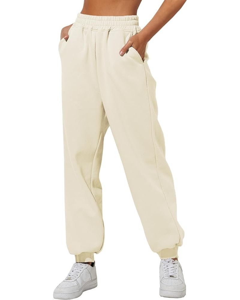 Womens High Waisted Baggy Sweatpants 2024 Fall Jogger Pants Y2k Trendy Lounge Trousers with Pockets Light Yellow $15.18 Activ...