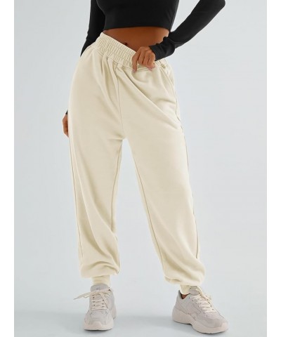 Womens High Waisted Baggy Sweatpants 2024 Fall Jogger Pants Y2k Trendy Lounge Trousers with Pockets Light Yellow $15.18 Activ...