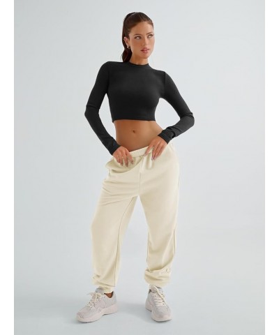 Womens High Waisted Baggy Sweatpants 2024 Fall Jogger Pants Y2k Trendy Lounge Trousers with Pockets Light Yellow $15.18 Activ...