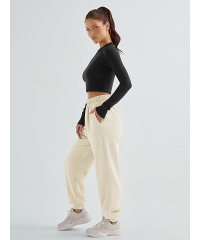 Womens High Waisted Baggy Sweatpants 2024 Fall Jogger Pants Y2k Trendy Lounge Trousers with Pockets Light Yellow $15.18 Activ...