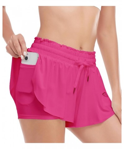 Womens Flowy Shorts Girls Butterfly Summer Shorts Athletic Preppy Running Shorts Rose Red $8.03 Activewear