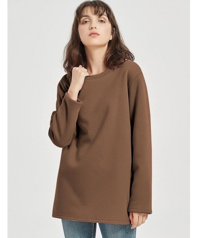 Women's Winter Fleece Sherpa Lined Crewneck Pullover Sweatshirt Warm Tunic Tops Loungewear Brown $17.84 Activewear