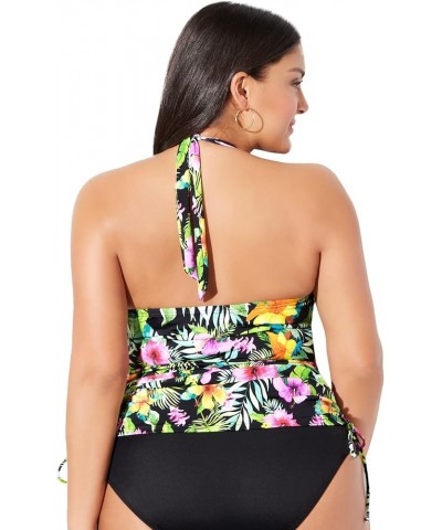 Women's Plus Size Adjustable Underwire Tankini Top Purple Floral $28.63 Swimsuits