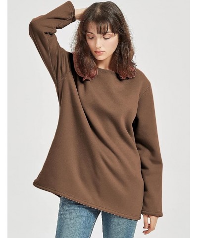 Women's Winter Fleece Sherpa Lined Crewneck Pullover Sweatshirt Warm Tunic Tops Loungewear Brown $17.84 Activewear