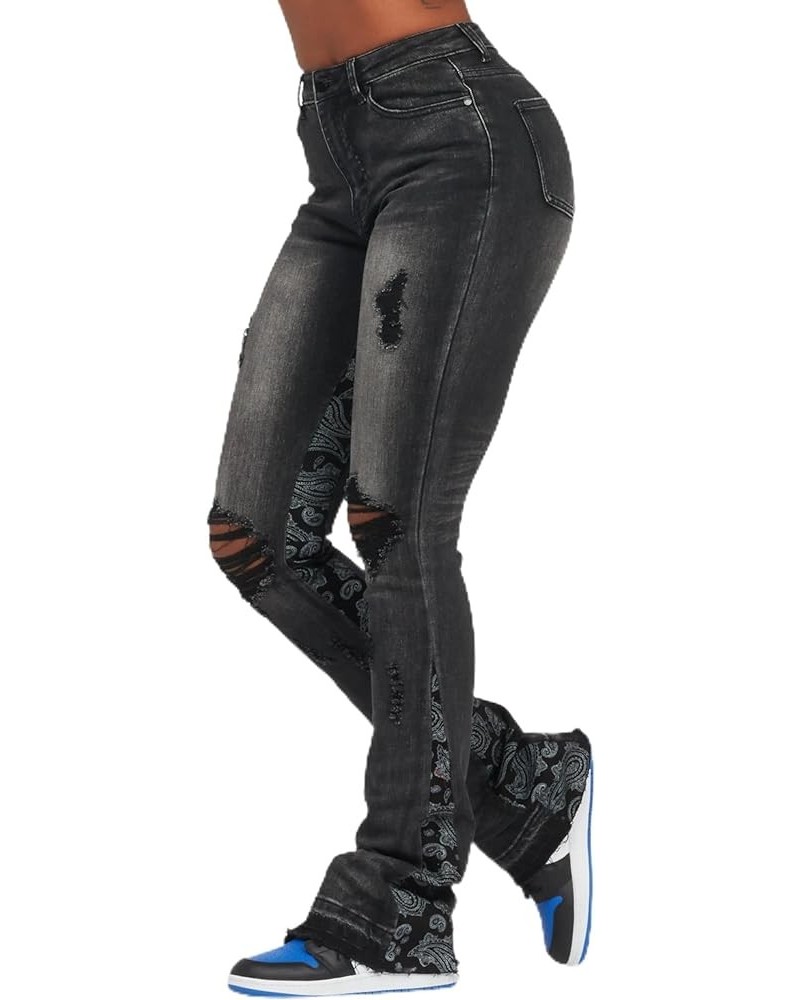 Women's Khaleesy Stacked Flare Jean Black $25.20 Jeans