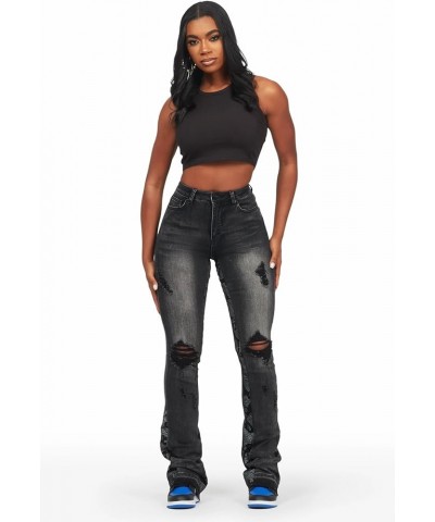 Women's Khaleesy Stacked Flare Jean Black $25.20 Jeans