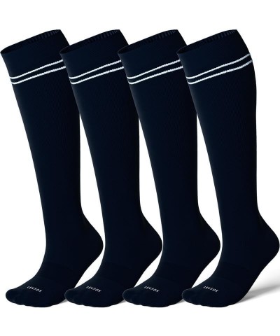 Bamboo Viscose Compression Socks for Women&Men 20-30 mmHg Knee High Cute Support Socks for Nurses Pregnacy Travel 4 Pair-navy...