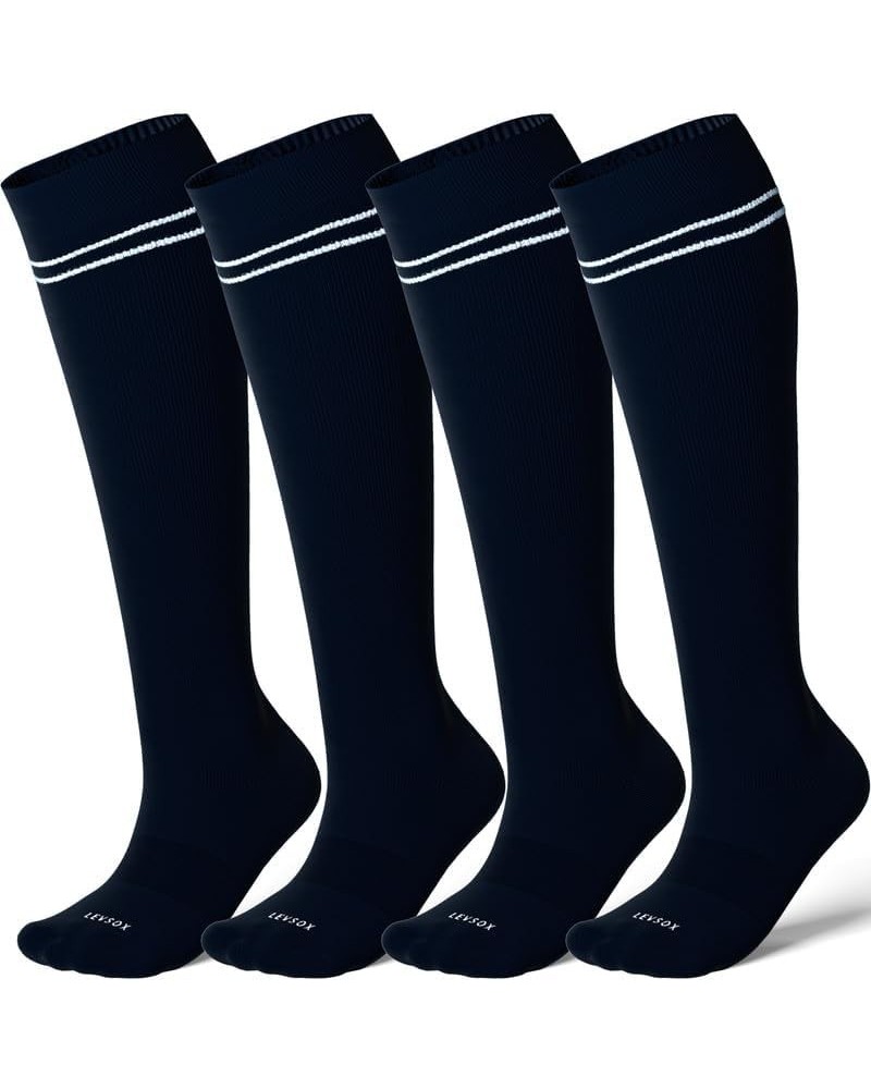 Bamboo Viscose Compression Socks for Women&Men 20-30 mmHg Knee High Cute Support Socks for Nurses Pregnacy Travel 4 Pair-navy...