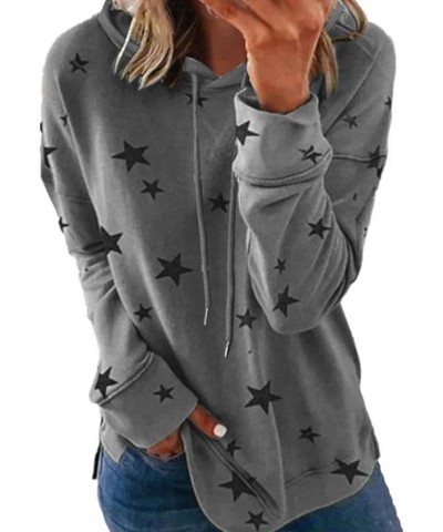 Long Sleeve Shirts for Women Trendy Star Print Casual Sweatshirts Plus Size Round Neck Fashion Cute Pullover Tops 4 Dark Gray...