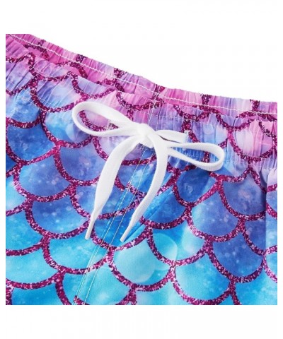 Women Quick Dry Swim Shorts Bottom Drawstring 3D Graphic Beach Boardshorts Casual Short Pants Purple Mermaid $10.40 Swimsuits