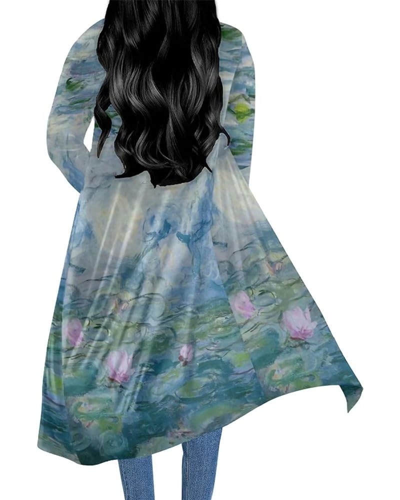 Women's Flowy Kimono Cardigan Dress Beach Coverups Swimsuit Cover Up Claude Monet Poster 2 $13.12 Swimsuits