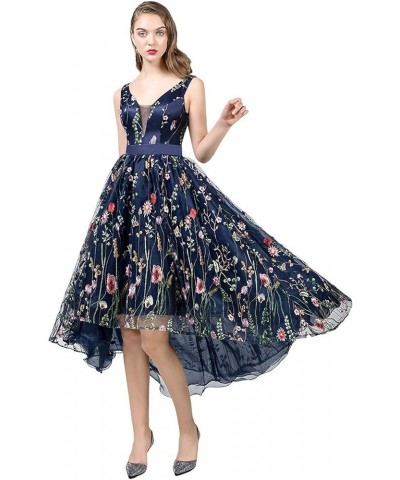 Illusion Tulle Floral Formal Evening Party Dresses for Women Lace Embroidery Maxi Dress Blue4 $49.21 Dresses