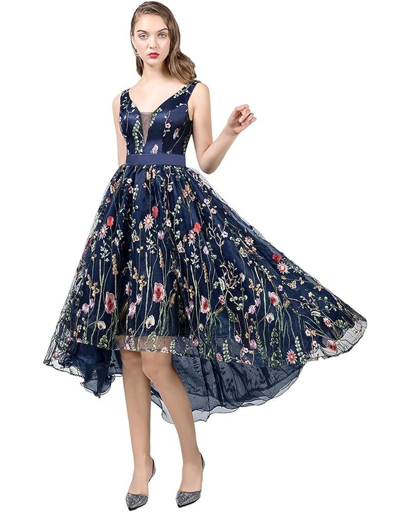 Illusion Tulle Floral Formal Evening Party Dresses for Women Lace Embroidery Maxi Dress Blue4 $49.21 Dresses