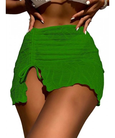 Women's Drawstring Split Thigh Cover Up Skirt Swimwear Beach Skirt Green $17.99 Swimsuits