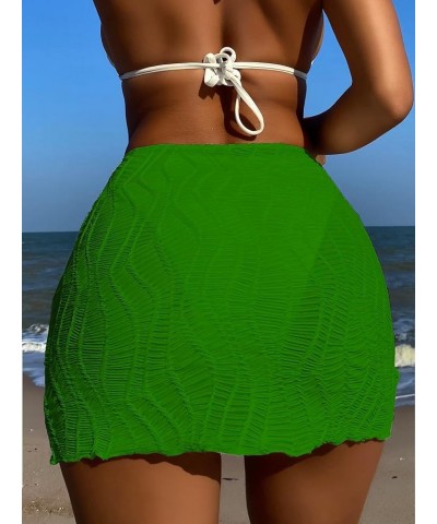 Women's Drawstring Split Thigh Cover Up Skirt Swimwear Beach Skirt Green $17.99 Swimsuits