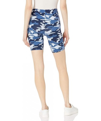 Women's High Waist Blackout Cotton Bike Shorts Blue Camo $8.71 Activewear