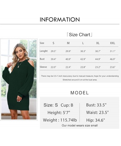 Women's Off Shoulder Halterneck Long Bell Sleeve Pullover Cold Shoulder Backless Cute Mini Sweater Dress Dark Green $19.35 Dr...