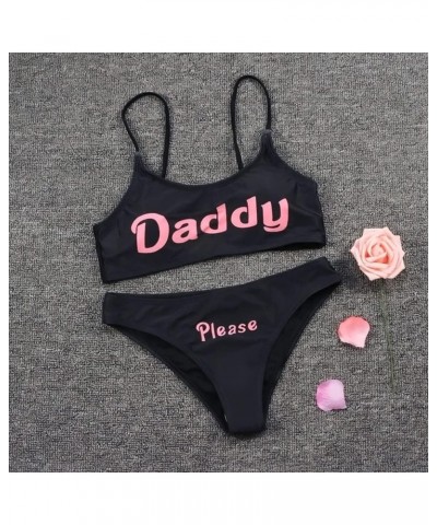 Yes Daddy Bra and Panty Set Swimsuit Anime Bikini Cosplay Lingerie Underwear Sets Black $9.40 Swimsuits